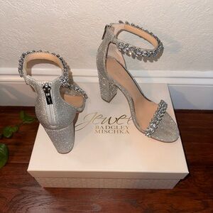 Jewel Badgley Mischka Glittering Silver Heels